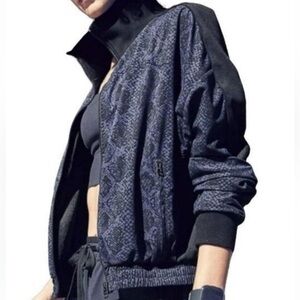 Athleta | Brooklyn Track Bomber Jacket (M) and Pants (10), Blue python print